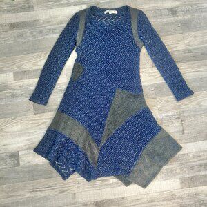 Aimee G Dress Blue Grey, Knit, Fit & Flare, Whimsigoth, Punk, Long Sleeve